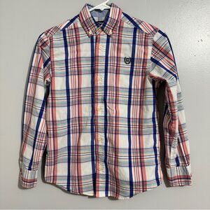Chaps plaid button down long sleeved shirt size 10-12(M)